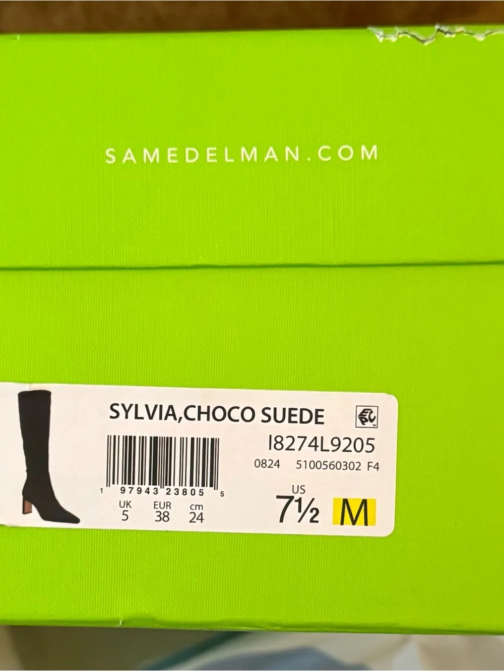 SAM EDELMAN Sylvia, Chocolate Suade Knee High Boots. Size- 7.5 M- NIB 🔥